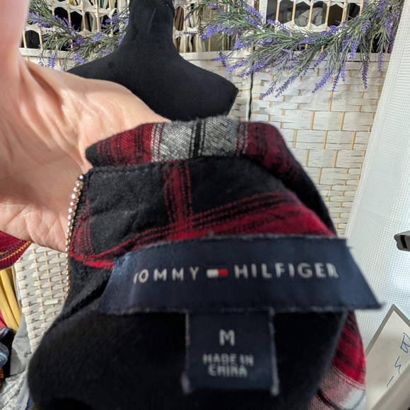 Tommy Hilfiger Black Twofer Sweater with Red and White Plaid - Picture 4 of 7